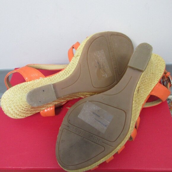 Nine West Wedge Strappy Sandals Women 7 Coral Slingback High Heels Party y2k 496 - Picture 11 of 13